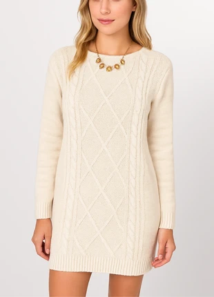 Robe pull torsadée beige femme – maille – cocooning automne hiver Made in Italy taille unique 36/42, brand: Estee Brown, condizioni: Ottime, taglia: Taglia unica, €20.00, €21.70 include la Protezione acquisti