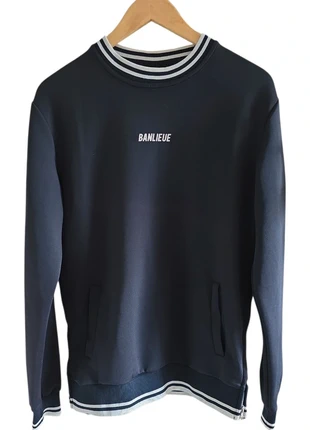 Banlieue heren sweater S – navy – zijkant ritsen – glanzende stof, merk: Banlieue, staat: Goed, maat: S, € 12,00, € 13,30 inclusief Kopersbescherming