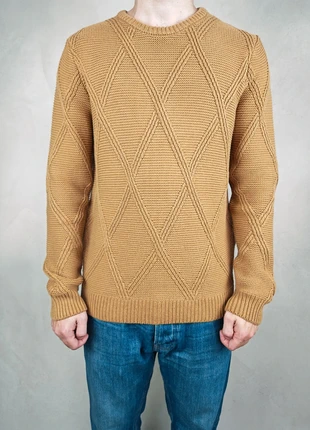 Pull beige moutarde Zara motif Losange brodé | Size M, marque: Zara, état: Très bon état, taille: M, 20,00 €, 21,70 € Protection acheteurs incluse