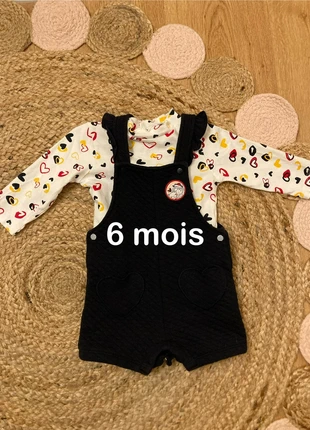 Ensemble 2 pièces fille short salopette et haut manche longue, marque: Terre de Marins, état: Très bon état, taille: 6-9 mois / 68 cm, 5,99 €, 6,99 € Protection acheteurs incluse