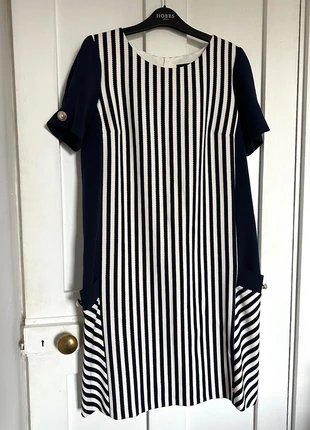 Nissa navy, gold and white striped dress UK10, brand: Nissa, condition: Very good, size: M / 38 / 10, €25.00, €26.95 includes Buyer Protection