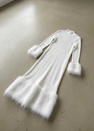 Robe longue blanche – maille, fourrure, élégante, brand: Maison Dareléa, condition: Very good, size: M / 38 / 10, €69.90, €74.10 includes Buyer Protection Pro