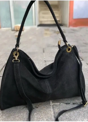 Sac à main cuir daim noir sykojade, brand: The Genuine Leather, condition: Very good, €45.00, €47.95 includes Buyer Protection Pro