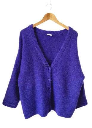 Gilet cardigan oversize 53% mohair American Vintage pino18D M violet NEUF, marca: American Vintage, estado: Novo sem etiquetas, tamanho: M / 38 / 10, €120.00, €126.70 inclui Proteção do Comprador