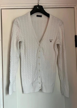 GANT Ladies Cable Knit Cardigan White XXL Cotton V-Neck Preppy, brand: GANT, condition: Very good, size: XXL / 44 / 16, €19.00, €20.65 includes Buyer Protection