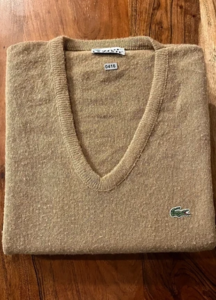 Pull Lacoste Col V Homme Vintage Beige Uni Logo Brode Epais Hiver Doux Pullover Sweatshirt Ample XL, brand: Lacoste, condition: Very good, size: XL, €24.90, €26.85 includes Buyer Protection Pro