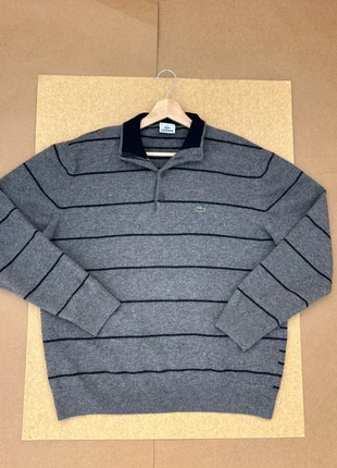 Lacoste Pull laine OldMoney Sweater Gris a Rayures Bleu Marine col polo Boutons Classique T. L / 8, marque: Lacoste, état: Très bon état, taille: L, 38,00 €, 40,60 € Protection acheteurs incluse