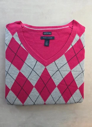 tommy hilfiger pull col v argyle rose gris S 100% coton preppy y2k, marque: Tommy Hilfiger, état: Très bon état, taille: S / 36 / 8, 19,90 €, 21,60 € Protection acheteurs incluse
