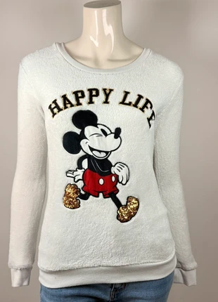 White Disney “Happy Life” Sweater, cozy fleece, size S, marke: Disney, zustand: Sehr gut, größe: S / 36 / 8, 12,90 €, 14,25 € inklusive Vinted-Käuferschutz