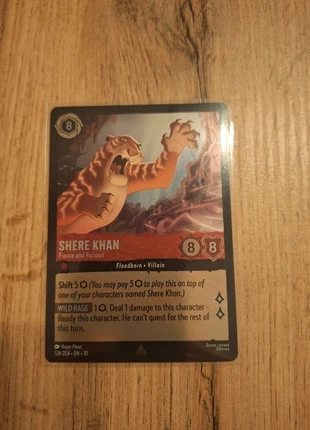 (10) Shere Khan Fierce and Furious 128/204 Lorcana Foil, merk: Disney, staat: Nieuw zonder prijskaartje, € 5,00, € 5,95 inclusief Kopersbescherming