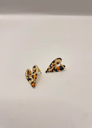 Boucles d’oreilles cœurs léopard doré - émail martelé imprimé, marque: Bijoux Cailloux, état: Neuf avec étiquette, 8,00 €, 9,10 € Protection acheteurs incluse