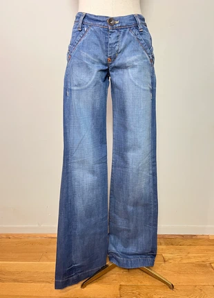 Jean marque Used Vintage Y2K - Taille Basse & Jambes Évasées - Bleu Délavé - 100% Coton - T. 36 (S), marke: Used, zustand: Sehr gut, größe: S / 36 / 8, 24,00 €, 25,90 € beinhaltet Vinted-Käuferschutz Pro