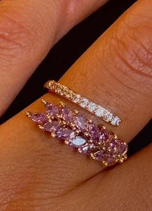 💜 Bague plaquée or – Cristaux violets & strass scintillants, brand: Argent, condition: New with tags, size: Adjustable, €10.00, €11.20 includes Buyer Protection