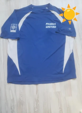 T-shirt de sport américain Champion Pasha United numéro 5 JESUS en taille XL bleu et blanc, merk: Champion, staat: Heel goed, maat: XL, € 10,99, € 12,24 inclusief Kopersbescherming