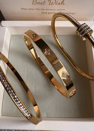 18k gold plated stackable synthetic zirconia 18cm bangle set bundle new in gift box, condition: New without tags, £25.00, £26.95 includes Buyer Protection