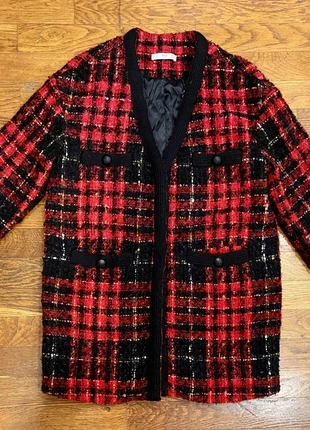 Veste en tweed rouge et noire – Mango, marque: Mango, état: Très bon état, taille: S / 36 / 8, 14,00 €, 15,40 € Protection acheteurs incluse