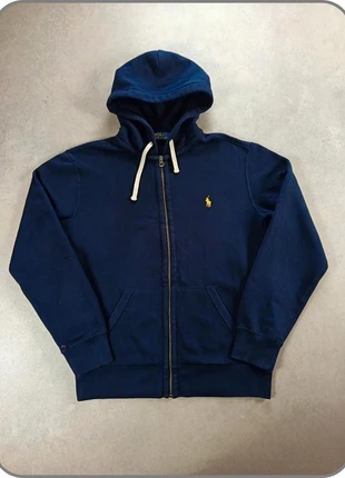 Sweat à capuche zippée Veste Ralph Lauren | bleu/marine logo brodé jaune | taille M pour homme, brand: Ralph Lauren, condition: Very good, size: M, €47.90, €51.00 includes Buyer Protection Pro