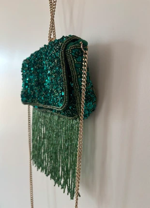 Sac à main vert à paillettes, marque: Zara, état: Très bon état, 8,00 €, 9,10 € Protection acheteurs incluse