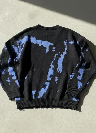Pull effet usé noir & bleu – style street grunge avant-gardiste, condizioni: Ottime, taglia: M, €49.90, €53.10 include la Protezione acquisti
