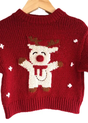 Pull de Noël ZARA Bébé 9-12M | Renne Rouge | TBE (Très Bon État), brand: Zara, condizioni: Ottime, taglia: 9-12 mesi / 74 cm, €10.00, €11.20 include la Protezione acquisti Pro