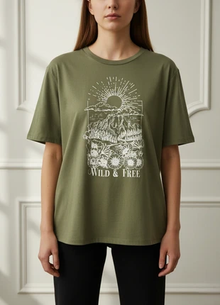 Vila Vivonti T Shirt  Wild & Free   Caqui M, marca: Vila, estado: Nuevo sin etiquetas, tamaño: M / 38 / 10, 12,00 €, 13,30 € Protección al comprador Pro incluida