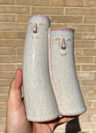 Couple Ceramic Vase - Beige Double Face Design - Artisan Decor - 7x11x18cm, marca: wurm, estado: Muito bom, €18.95, €20.60 inclui Proteção do Comprador Pro