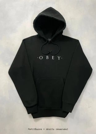 Pull Obey Noir brodé coupe Large Hoodie Oversize Sweatshirt - Taille S #1198, marke: Obey, zustand: Sehr gut, größe: S, 49,00 €, 52,15 € beinhaltet Vinted-Käuferschutz Pro