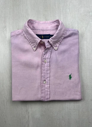 Chemise Ralph Lauren en lin rose clair logo vert brodé S homme été casual, marque: Ralph Lauren, état: Très bon état, taille: S, 42,00 €, 44,80 € Protection acheteurs (Pro) incluse