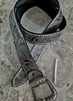 Western Cowboy PU Leather Belt Men/Woman Waist strap Bull Decoration Floral For Jeans, brand: leather belt, condition: New without tags, size: 47 in | 120 cm, £9.99, £11.19 includes Buyer Protection Pro