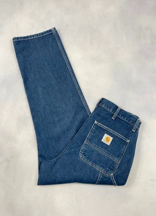 Jean Carhartt wip Bleu Marine Single Knee Pant Large Baggy Carpenter Denim - Taille M w32 #1873, marca: Carhartt, estado: Muito bom, tamanho: PT 42 | W32, €54.90, €58.35 inclui Proteção do Comprador Pro