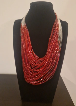 Collier perles tubes rouges sur fil nylon, marca: CollierPerles, estado: Nuevo sin etiquetas, 8,00 €, 9,10 € Protección al comprador incluida