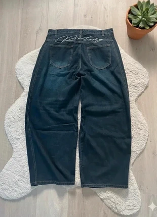 Jean baggy bleu foncé - denim oversize streetwear broderie texte, marque: y2k, état: Neuf sans étiquette, taille: L, 49,00 €, 52,15 € Protection acheteurs (Pro) incluse