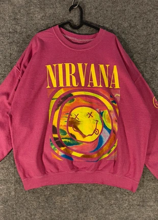 NiRVaNa | Crewneck Sweatshirt | Oversized Tie-Dye Smile Face | Pink Magenta | Size S/M, merk: Nirvana, staat: Veelgebruikt, maat: M, € 18,99, € 20,64 inclusief Kopersbescherming Pro