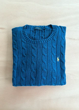 Pull torsadé Ralph Lauren bleu |taille L|, brand: Ralph Lauren, condition: Very good, size: L, €49.00, €52.15 includes Buyer Protection