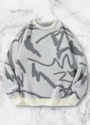 Pull gris clair et beige taille M style streetwear y2k, marque: y2k, état: Très bon état, taille: M, 35,00 €, 37,45 € Protection acheteurs (Pro) incluse