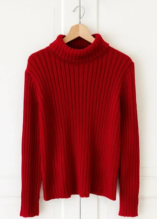 Nautica Jeans Co. ribbed turtleneck | L | Rood | Unisex | Vintage knit, merk: Nautica, staat: Heel goed, maat: L / 40 / 12, € 29,50, € 31,68 inclusief Kopersbescherming