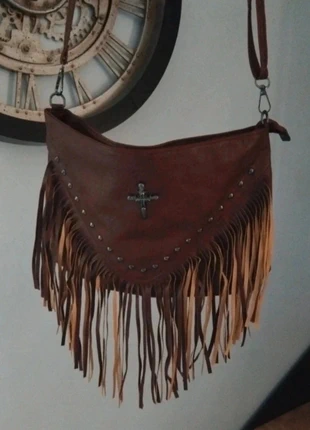 Sac à main Gothique en cuir PU marron à franges et bandoulière neuf, brand: Sac à franges Gothique, condition: New without tags, €15.00, €16.45 includes Buyer Protection Pro