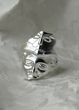 Bague visage vintage en acier inoxydable, brand: CHROME, condition: Very good, size: Adjustable, €10.00, €11.20 includes Buyer Protection
