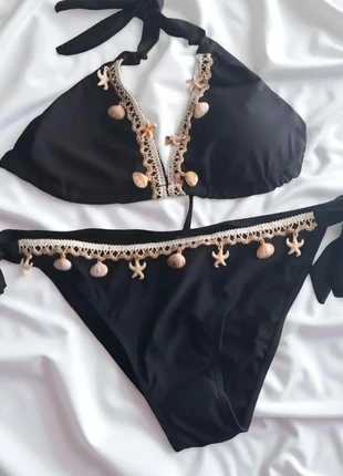 Bikini noir bohème coquillages – style été plage crochet, marca: Bain de Nuit, estado: Muy bueno, tamaño: M / 38 / 10, 24,99 €, 26,94 € Protección al comprador incluida