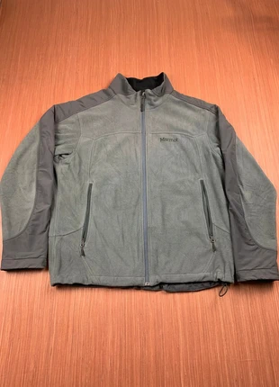 Veste Marmot grise full zip col camionneur taille L logo brodé, merk: Marmot, staat: Heel goed, maat: L, € 39,99, € 42,69 inclusief Kopersbescherming