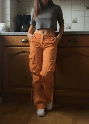 Pantalon Cargo Orange Large Jambes Multi-Poches Confortable (Style Salopette) - 156, marque: gipou, état: Très bon état, taille: S / 36 / 8, 39,99 €, 42,69 € Protection acheteurs (Pro) incluse