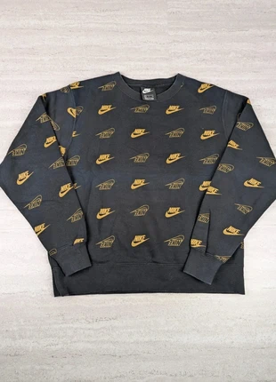 Sweat Nike Noir & Or – Logos All Over Print – Taille S - Pull Nike Crewneck Black & Gold, marca: Nike, estado: Muito bom, tamanho: S, €20.00, €21.70 inclui Proteção do Comprador