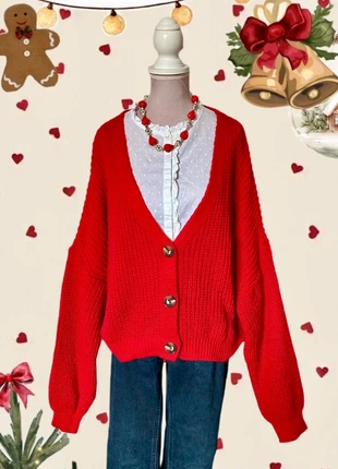 🌹Gilet oversize grosse maille rouge vintage Christmas style chunky red knit cardigan🌹, marque: Vintage, état: Très bon état, taille: L / 40 / 12, 9,50 €, 10,68 € Protection acheteurs (Pro) incluse