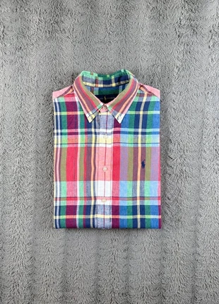 Magnifique chemise en lin Homme Ralph Lauren M Slim Fit carreaux cavalier marine, marca: Ralph Lauren, estado: Muito bom, tamanho: M, €34.00, €36.40 inclui Proteção do Comprador Pro