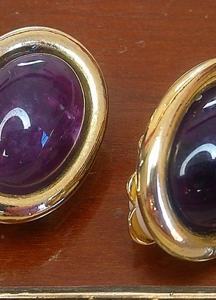 Boucles d'oreilles a clips vintage cabochon en verre, marque: Vintage Chic, état: Très bon état, 10,00 €, 11,20 € Protection acheteurs (Pro) incluse