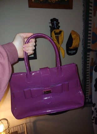 L.K. Bennett Patent Leather Bow Tote – Worn once. Magenta with Dust Bag, brand: LK Bennett, condition: Very good, €65.00, €68.95 includes Buyer Protection