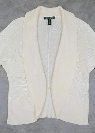 Gilet ivoire demi-manche coton et viscose marque Lauren Ralph Lauren taille M femme, brand: Lauren Ralph Lauren, condition: Very good, size: M / 38 / 10, €32.00, €34.30 includes Buyer Protection Pro