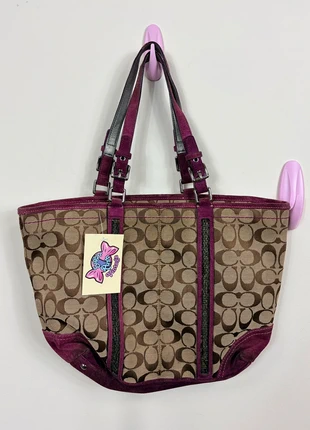 Vintage Y2K Brown Monogram Coach Bag with Pink Detail, brand: Coach, condition: Good, £50.00, £53.20 includes Buyer Protection