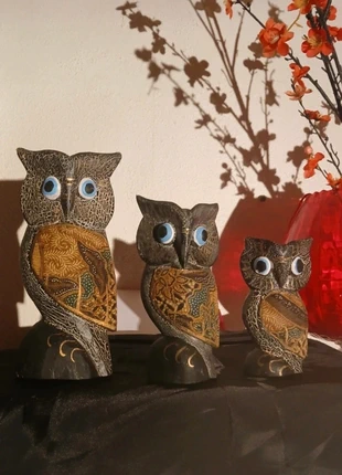 Lot Sculptures bois maxi chouettes peinte à la main ° Pour collectionneur(se) ° H~24/18/16cm ! °, marque: Chouette, état: Très bon état, 25,00 €, 26,95 € Protection acheteurs incluse