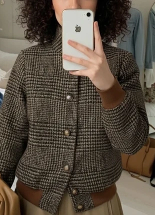 Veste femme en tweed pied-de-poule beige/marron/noir/blanc – Taille S, brand: Crewknit, condition: Very good, size: S / 36 / 8, €69.00, €73.15 includes Buyer Protection